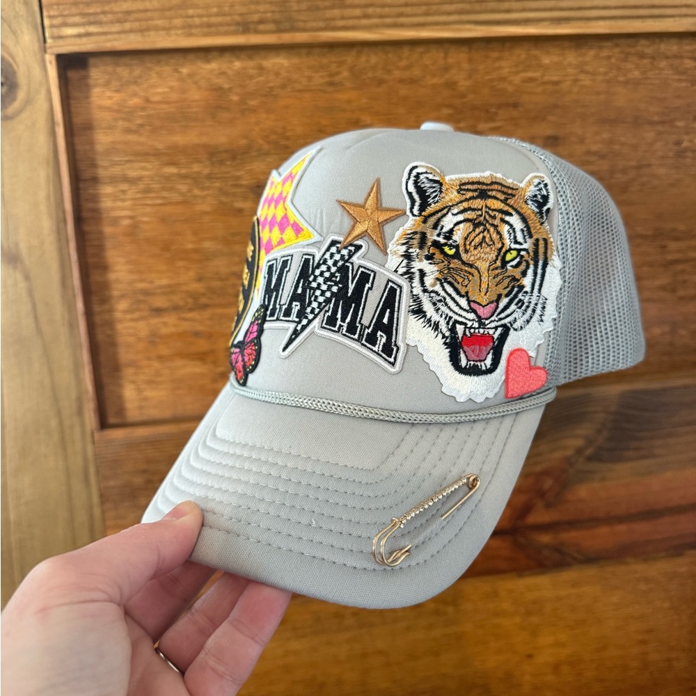 Custom Patchwork Trucker Hat with Tiger & 'MAMA' … - image 2